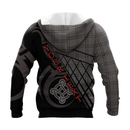 Printivon Stewart Grey Knitted Hoodie Pattern Celtic Custom Text