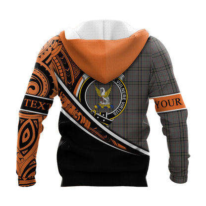 Printivon Stewart Grey Knitted Hoodie Pattern Polynesian Custom Text