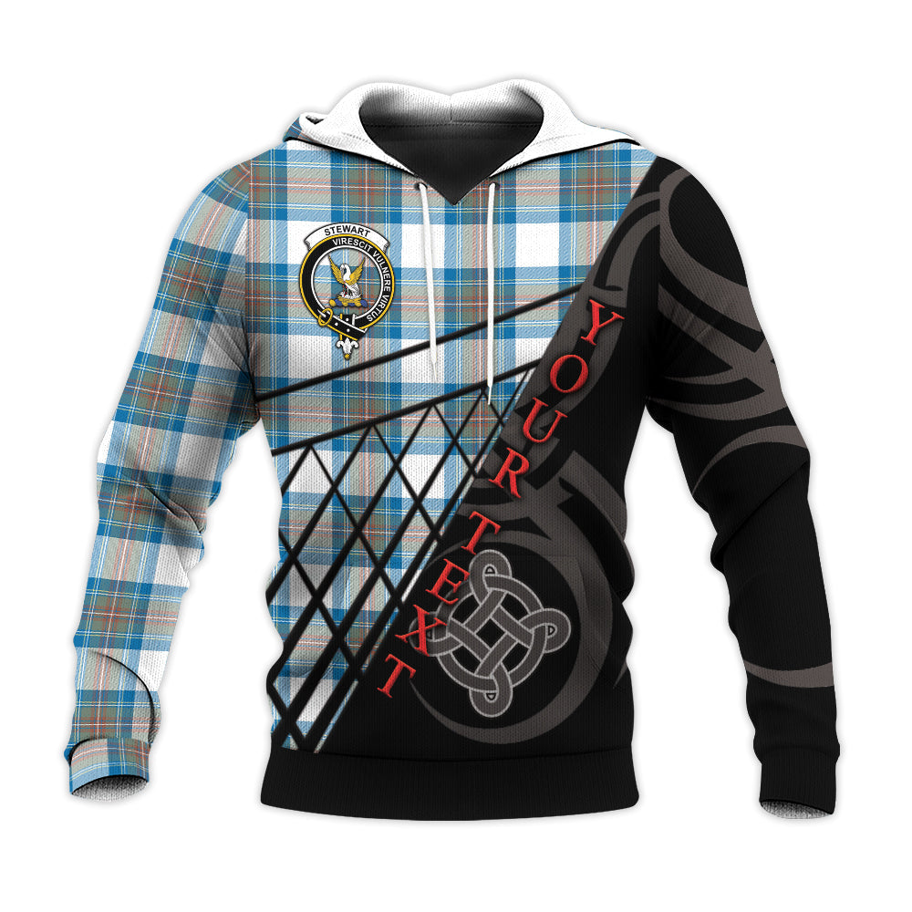 Printivon Stewart Muted Blue Knitted Hoodie Pattern Celtic Custom Text