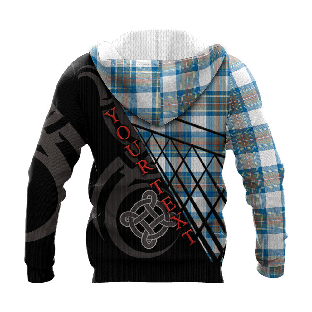 Printivon Stewart Muted Blue Knitted Hoodie Pattern Celtic Custom Text