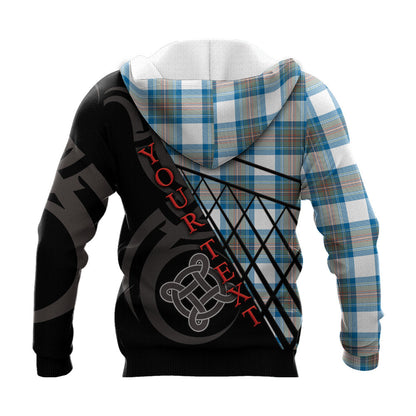 Printivon Stewart Muted Blue Knitted Hoodie Pattern Celtic Custom Text