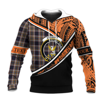 Printivon Stewart Navy Knitted Hoodie Pattern Polynesian Custom Text