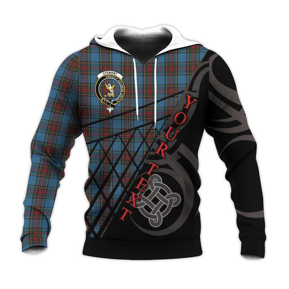 Printivon Stewart Royal Blue Knitted Hoodie Pattern Celtic Custom Text