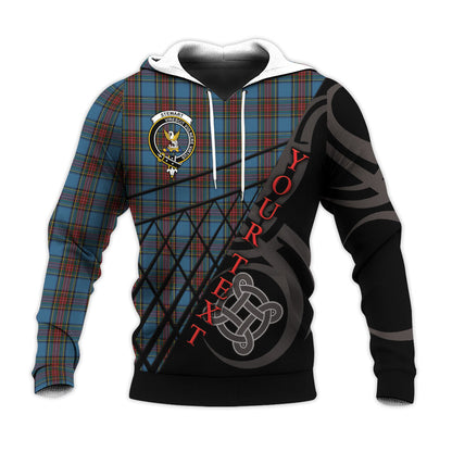 Printivon Stewart Royal Blue Knitted Hoodie Pattern Celtic Custom Text