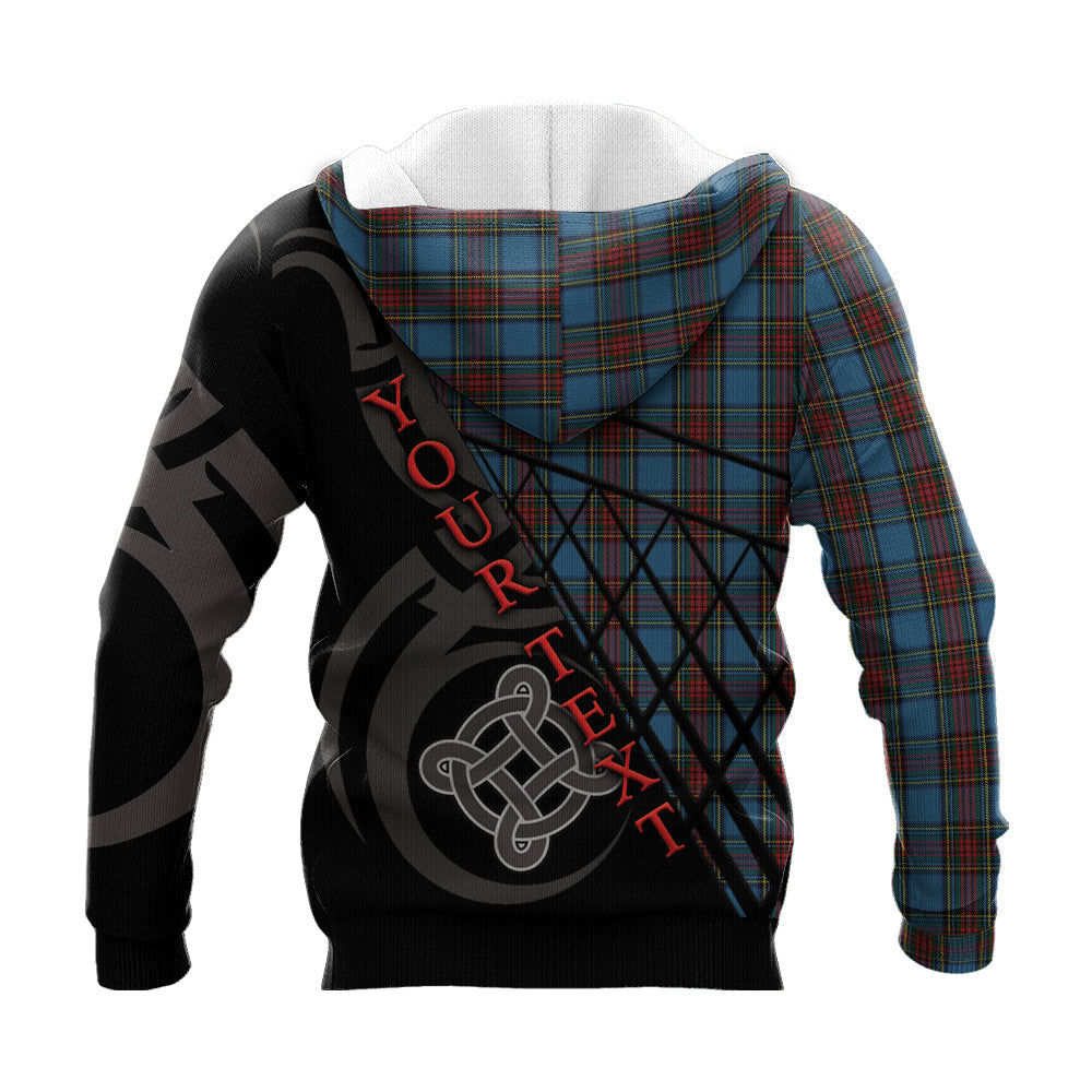Printivon Stewart Royal Blue Knitted Hoodie Pattern Celtic Custom Text