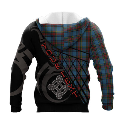 Printivon Stewart Royal Blue Knitted Hoodie Pattern Celtic Custom Text