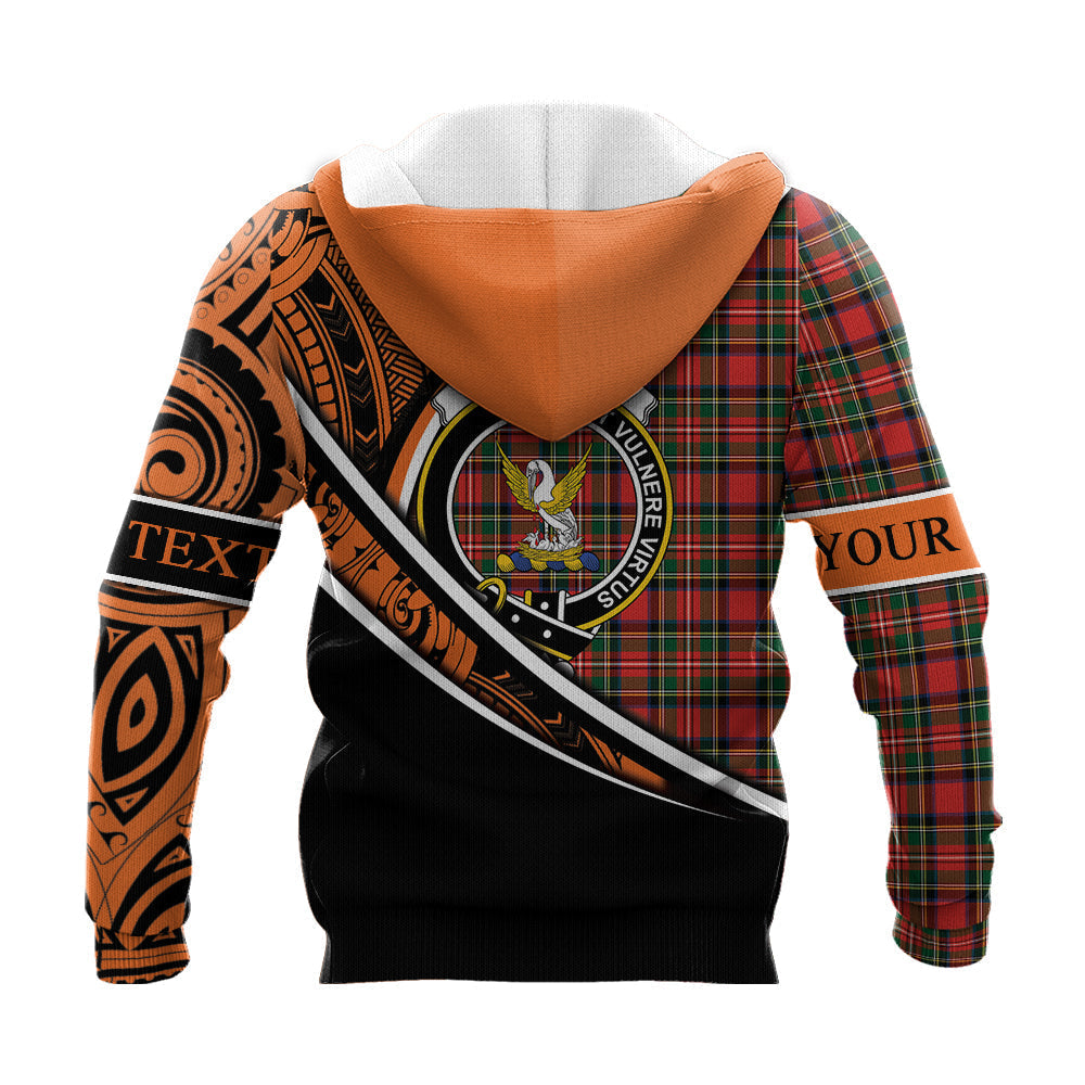 Printivon Stewart Royal Modern Knitted Hoodie Pattern Polynesian Custom Text