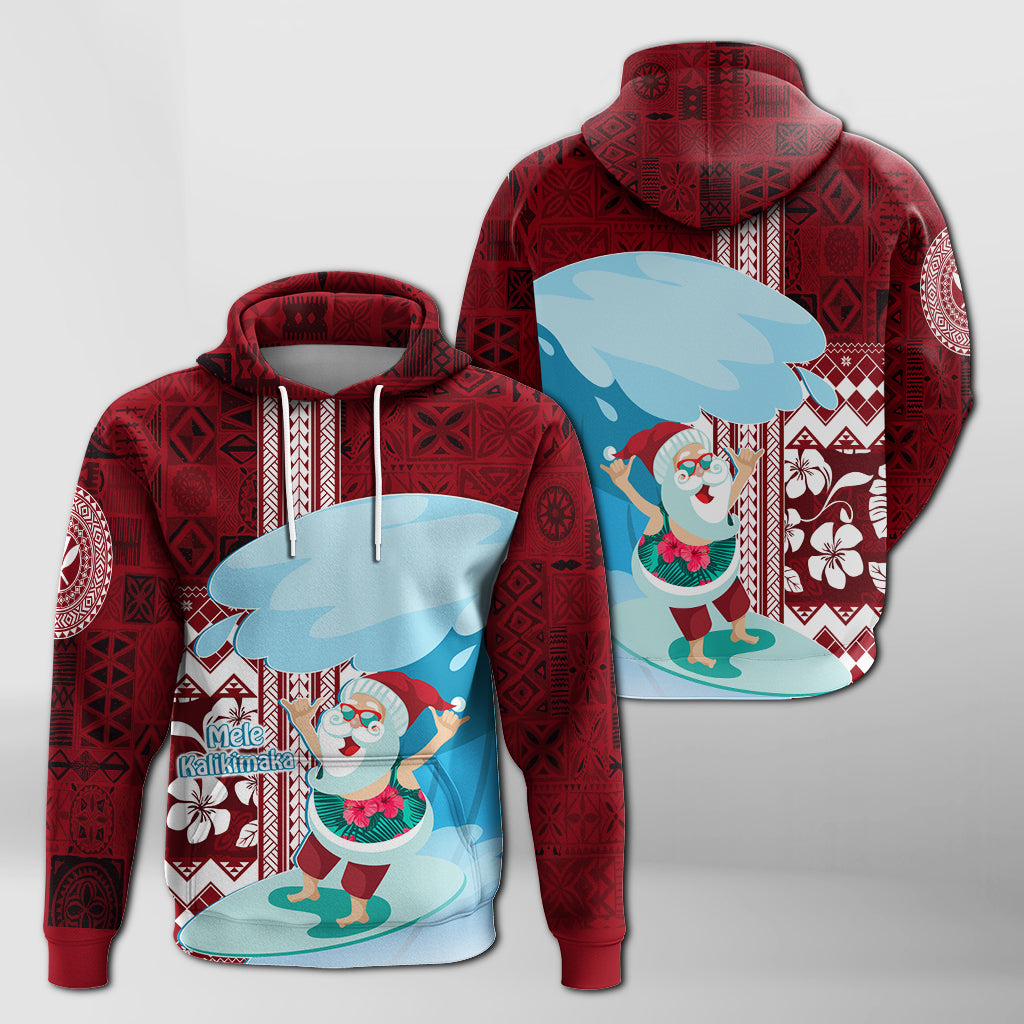Hawaii Christmas Surfing Santa Claus Mele Kalikimaka Hoodie