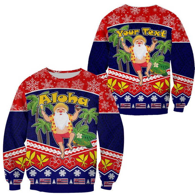 Custom Personalised Hawaii Santa Kalikimaka Palm And Hibiscus Christmas Vibe Sweater