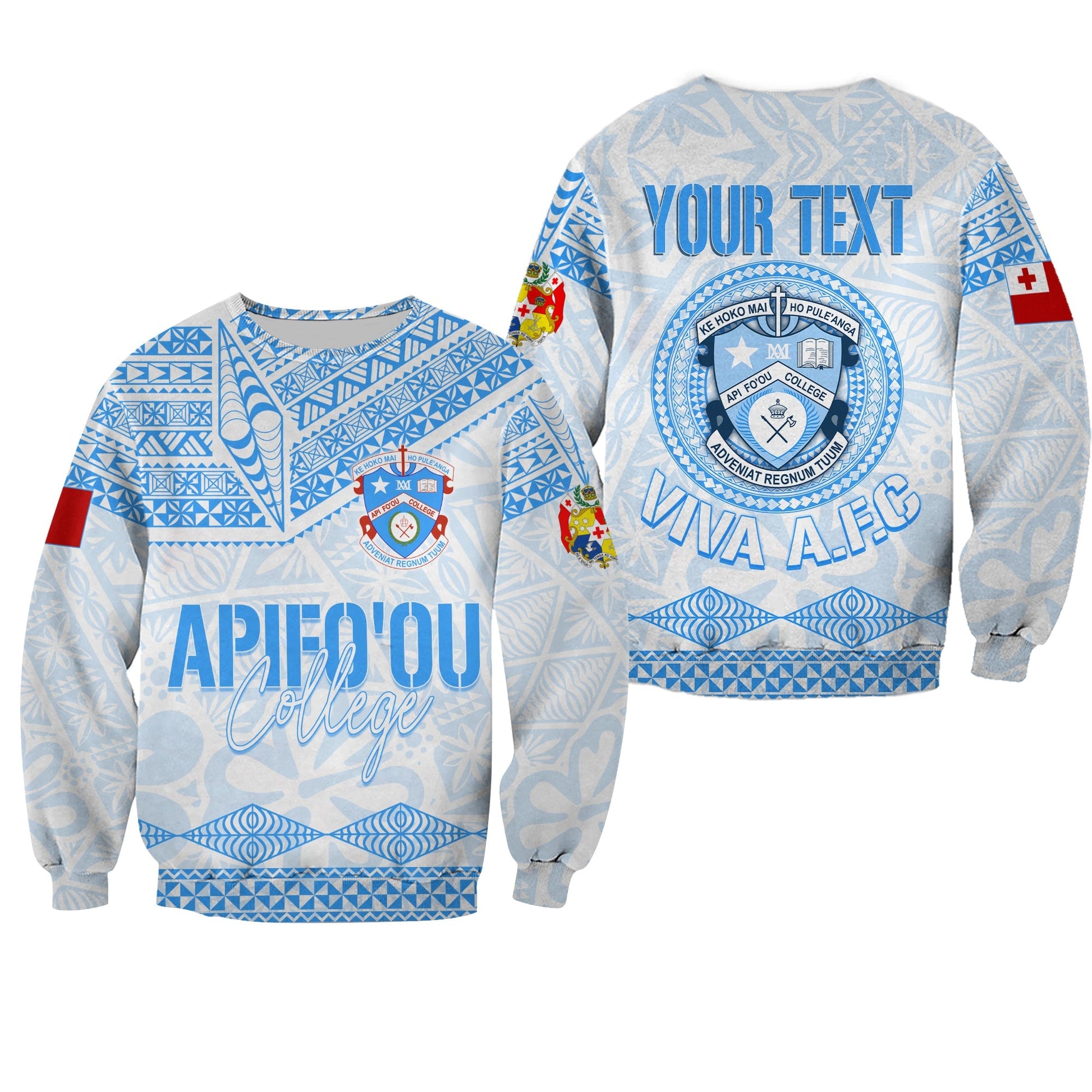 Personalised Tonga Apifo'ou College Sweatshirt Viva AFC White