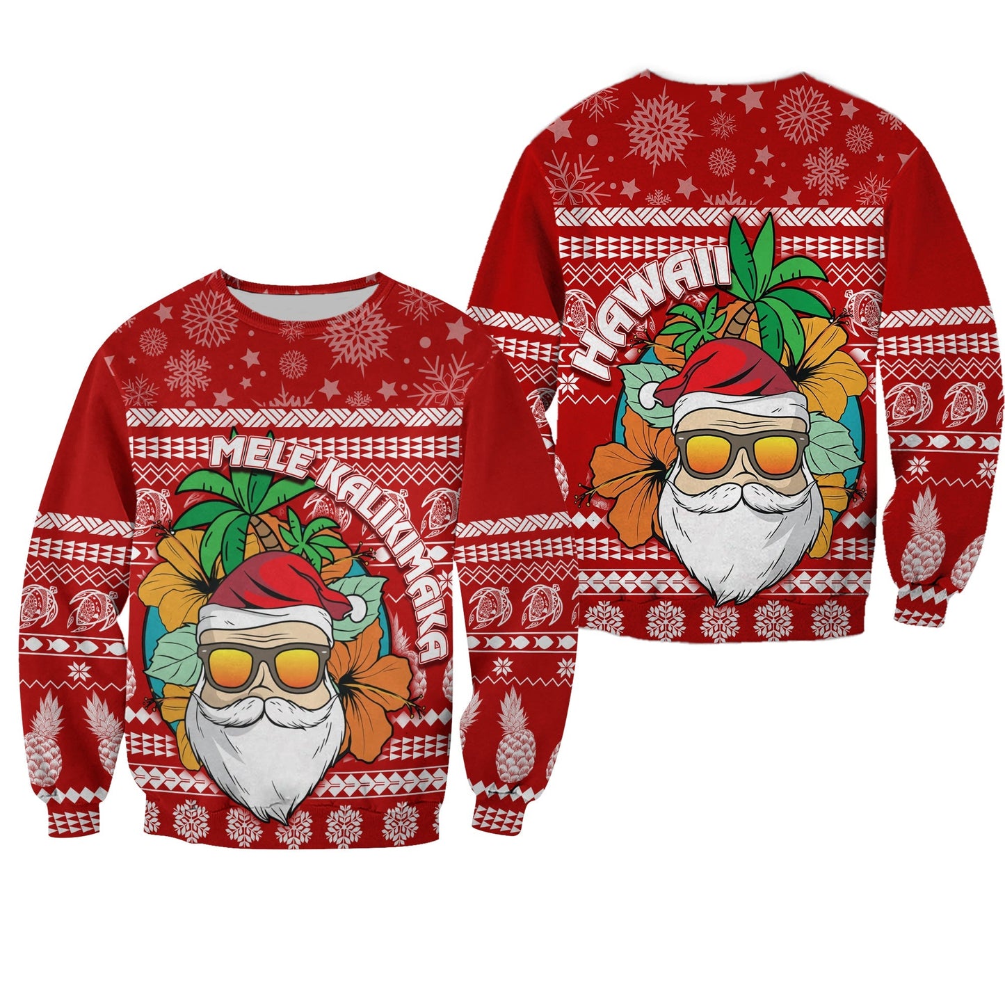 Hawaii Christmas Sweatshirt Mele Kalikimaka Tropical Santa