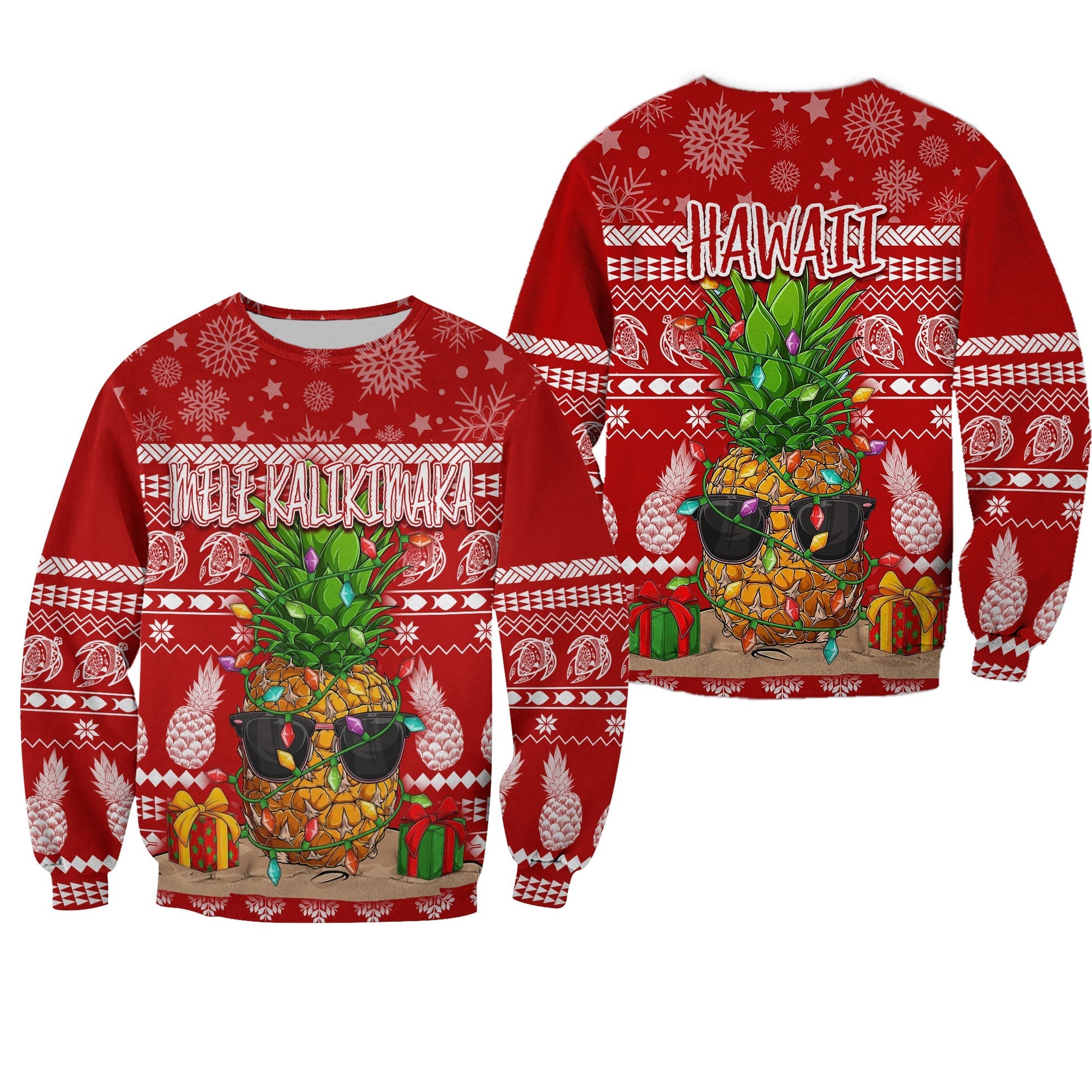 Hawaii Christmas Sweatshirt Mele Kalikimaka Pineapple