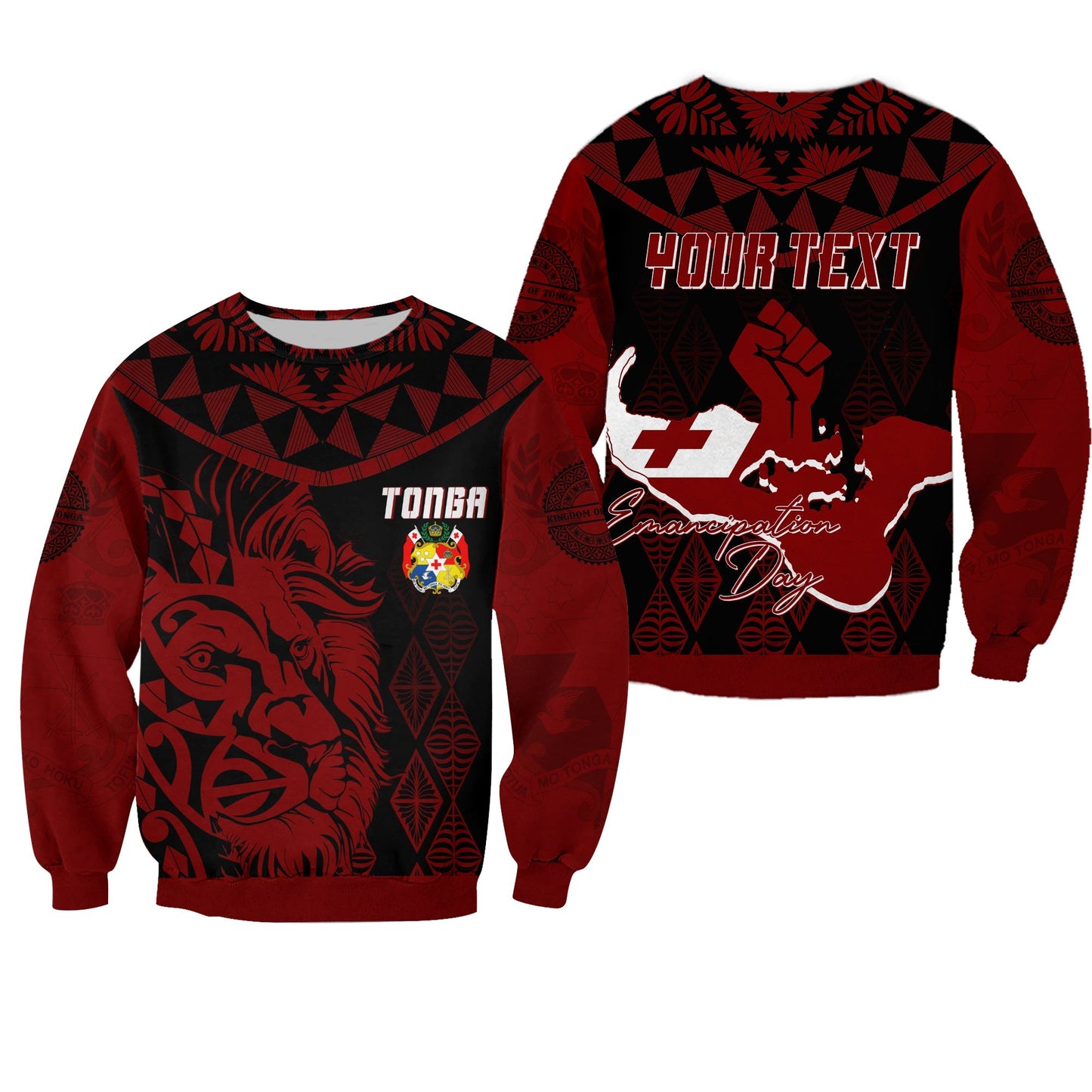 Tonga Personalised Sweatshirt Emancipation Day Lion Style Black