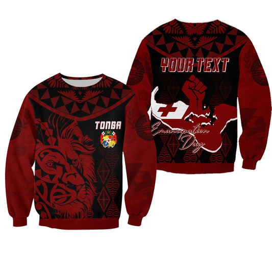Tonga Personalised Sweatshirt Emancipation Day Lion Style Black