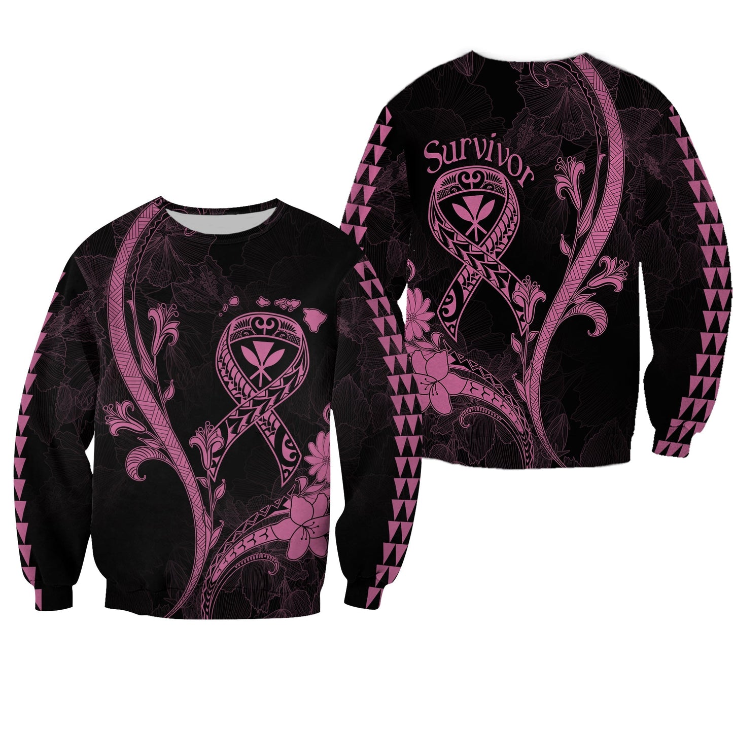 Hawaii Sweatshirt Breast Cancer Survivor Mix Hibiscus