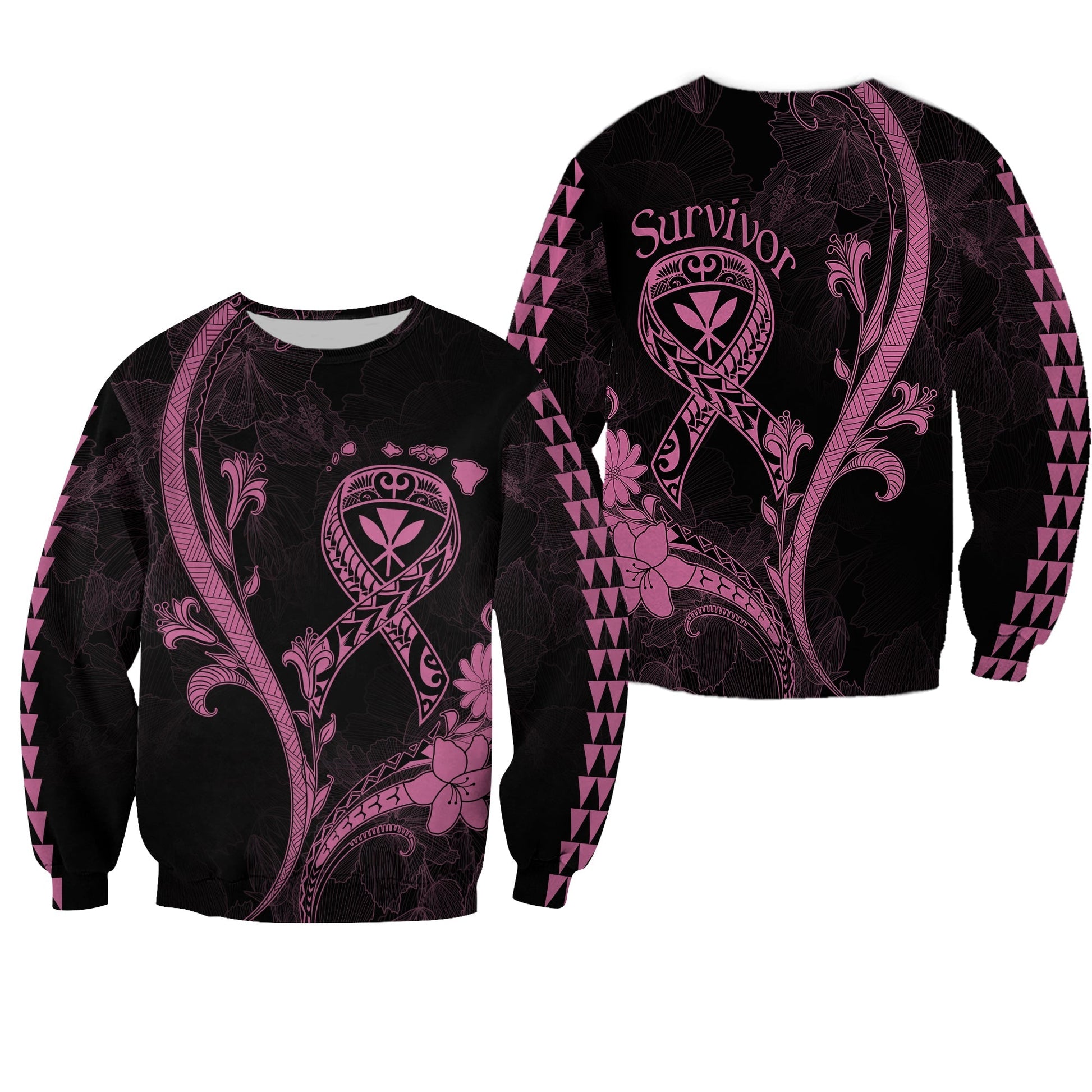 Hawaii Sweatshirt Breast Cancer Survivor Mix Hibiscus
