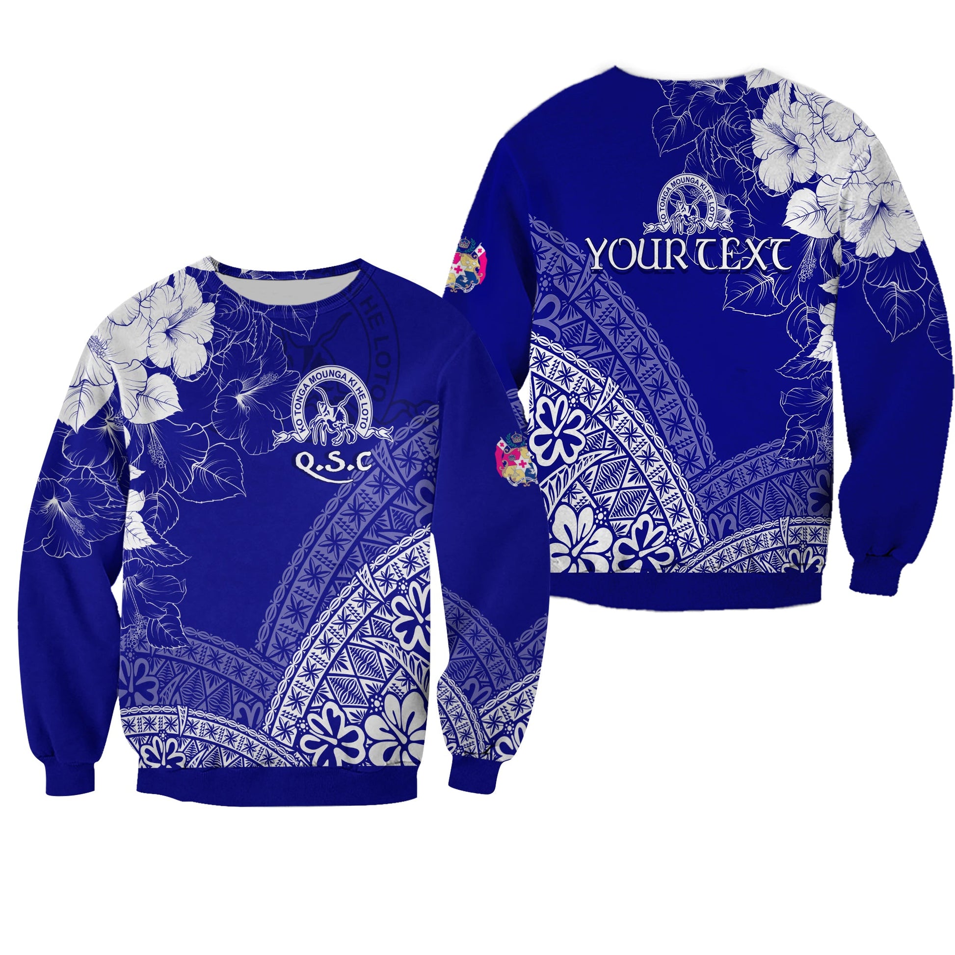 Custom Personalize Tonga Kolisi Kuini Salote Sweatshirt QSC Floral Tapa