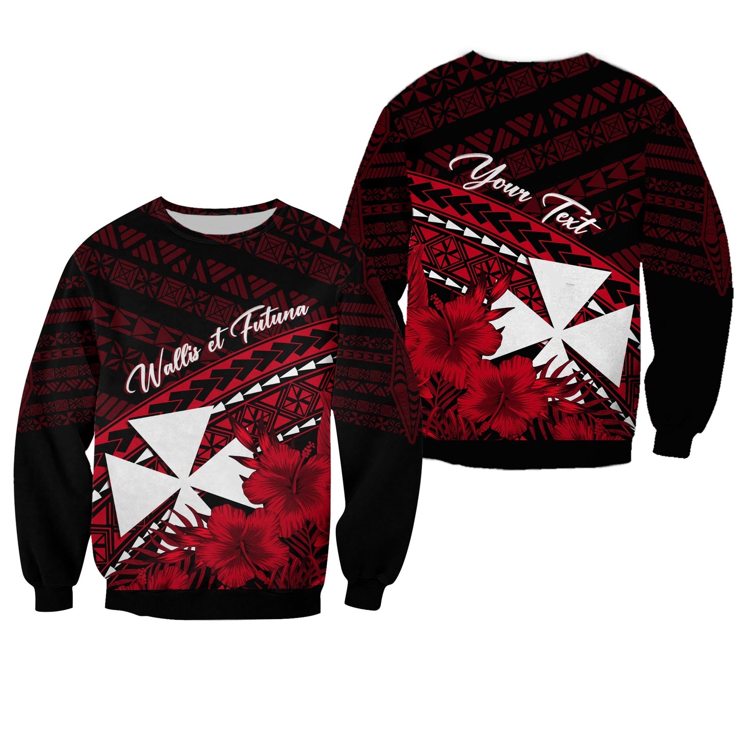 Wallis et Futuna Personalised Sweatshirt Tapa Hibiscus Vibes
