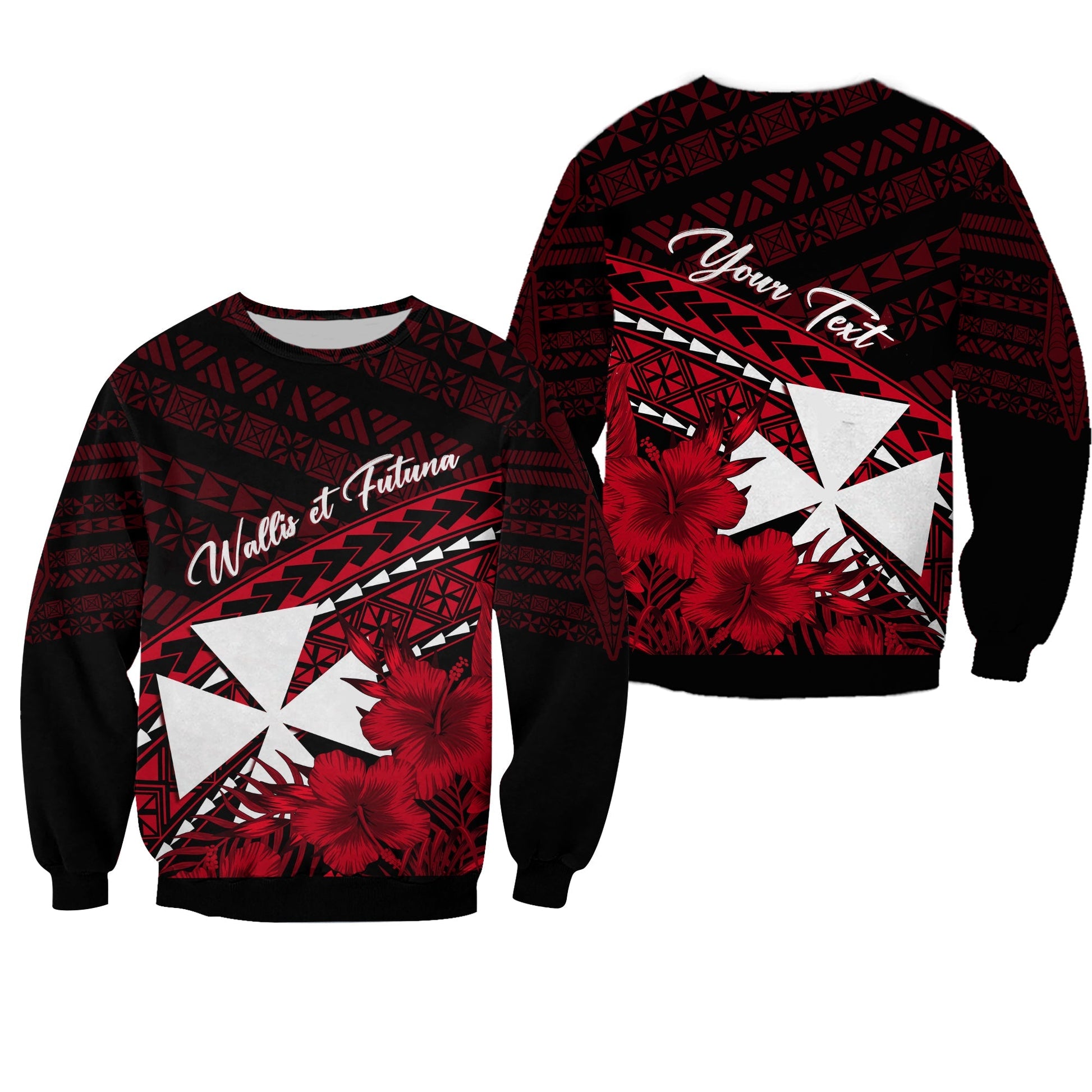 Wallis et Futuna Personalised Sweatshirt Tapa Hibiscus Vibes