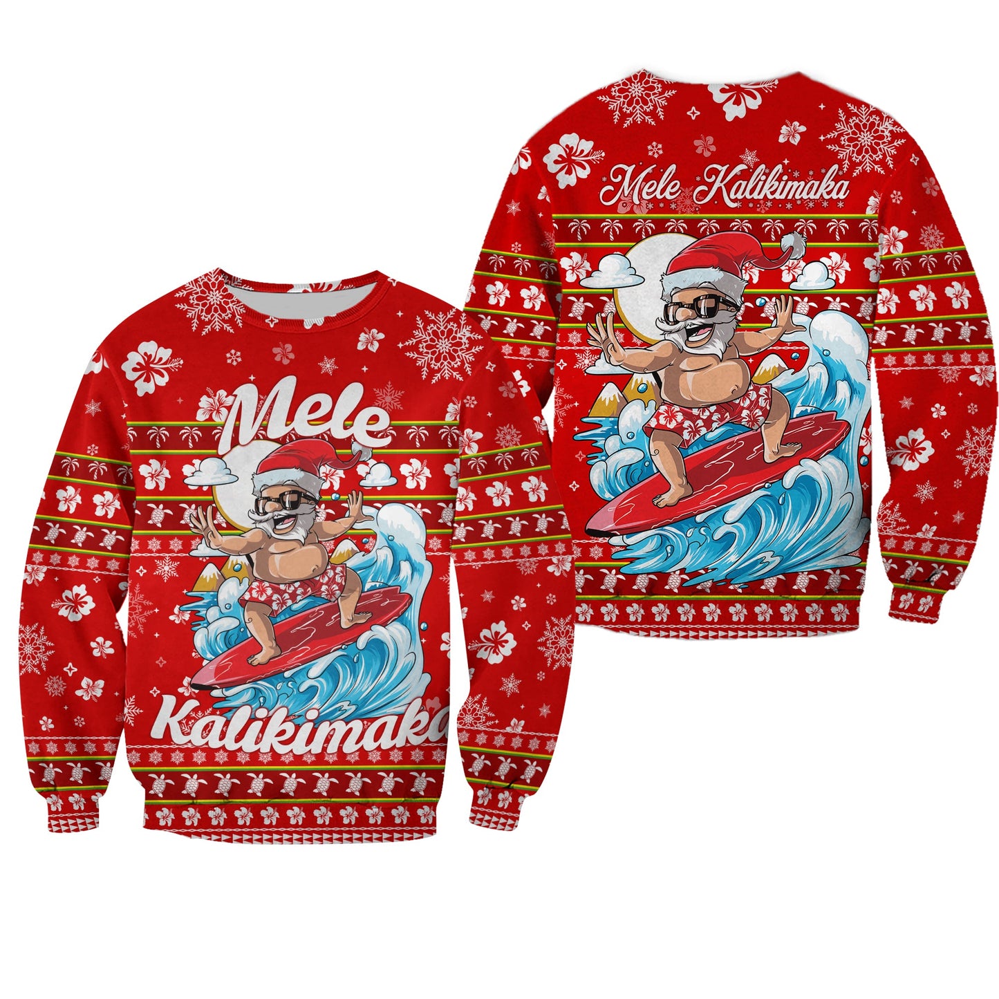 Hawaii Christmas Santas Surf Mele Kalikimaka Sweatshirt