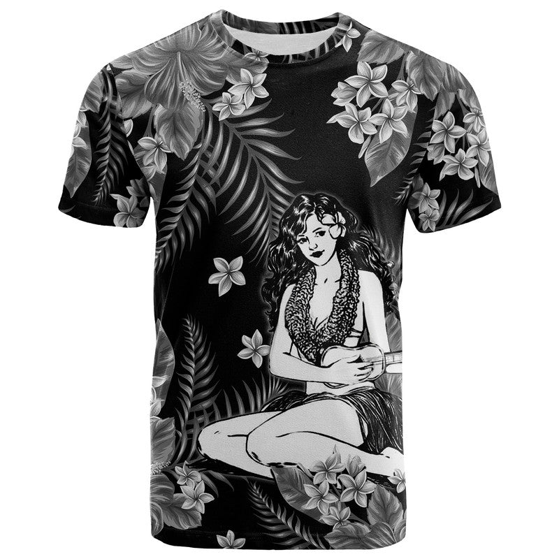Hawaii Summer Colorful Hula Girl T Shirt Gray