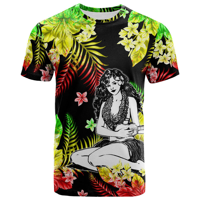 Hawaii Summer Colorful Hula Girl T Shirt Reggage