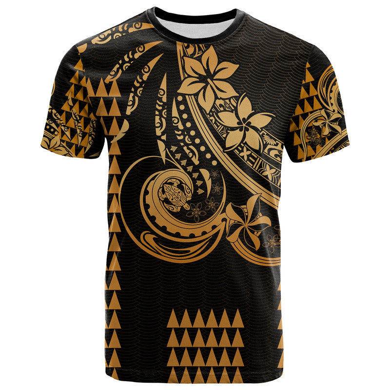 Custom Personalised Kakau Hawaiian Polynesian T Shirt Gold