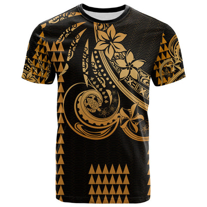 Custom Personalised Kakau Hawaiian Polynesian T Shirt Gold