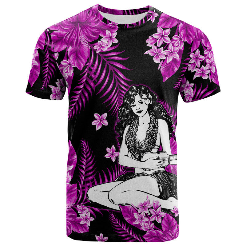 Hawaii Summer Colorful Hula Girl T Shirt Purple