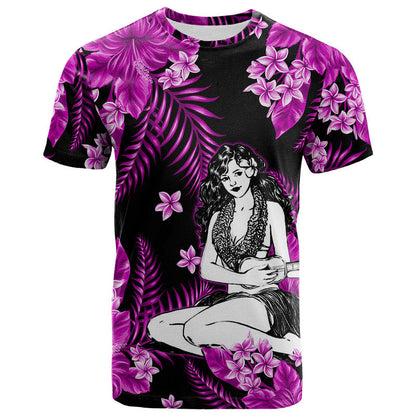 Hawaii Summer Colorful Hula Girl T Shirt Purple