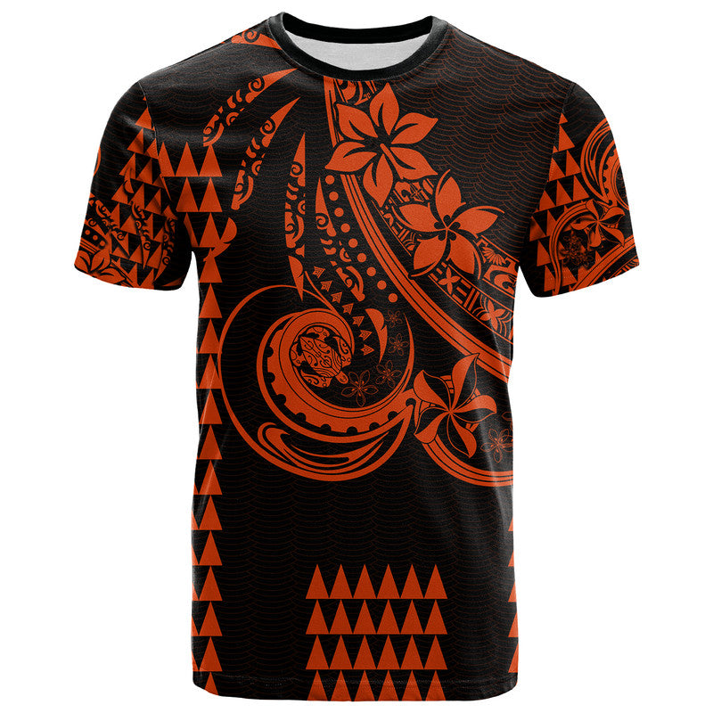Custom Personalised Kakau Hawaiian Polynesian T Shirt Orange