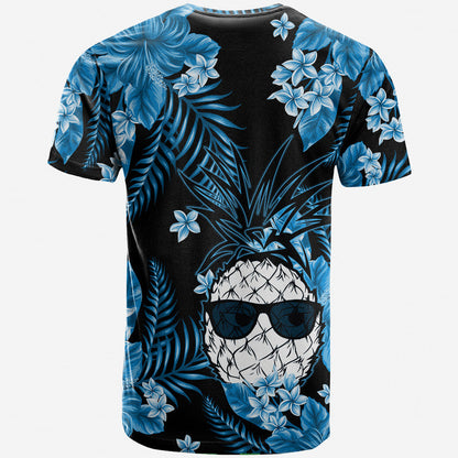 Hawaii Summer Colorful Pineapple T Shirt Light Blue