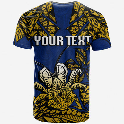(Custom Personalised) Niue Uga T Shirt Tribal Patterns Blue Style
