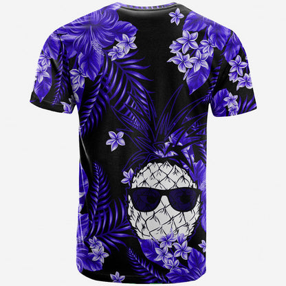 Hawaii Summer Colorful Pineapple T Shirt Dark Blue