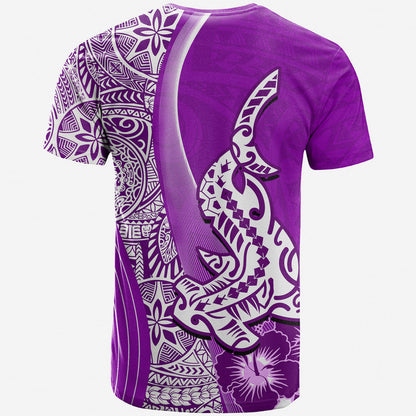 Hawaiian Shark Polynesian T Shirt Vibe Purple Style