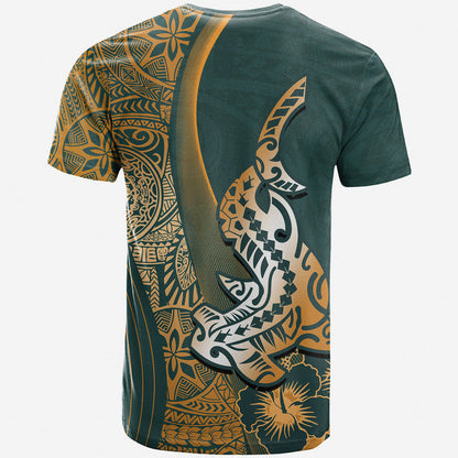 Hawaiian Shark Polynesian T Shirt Vibe Green Style