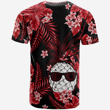 Hawaii Summer Colorful Pineapple T Shirt Red