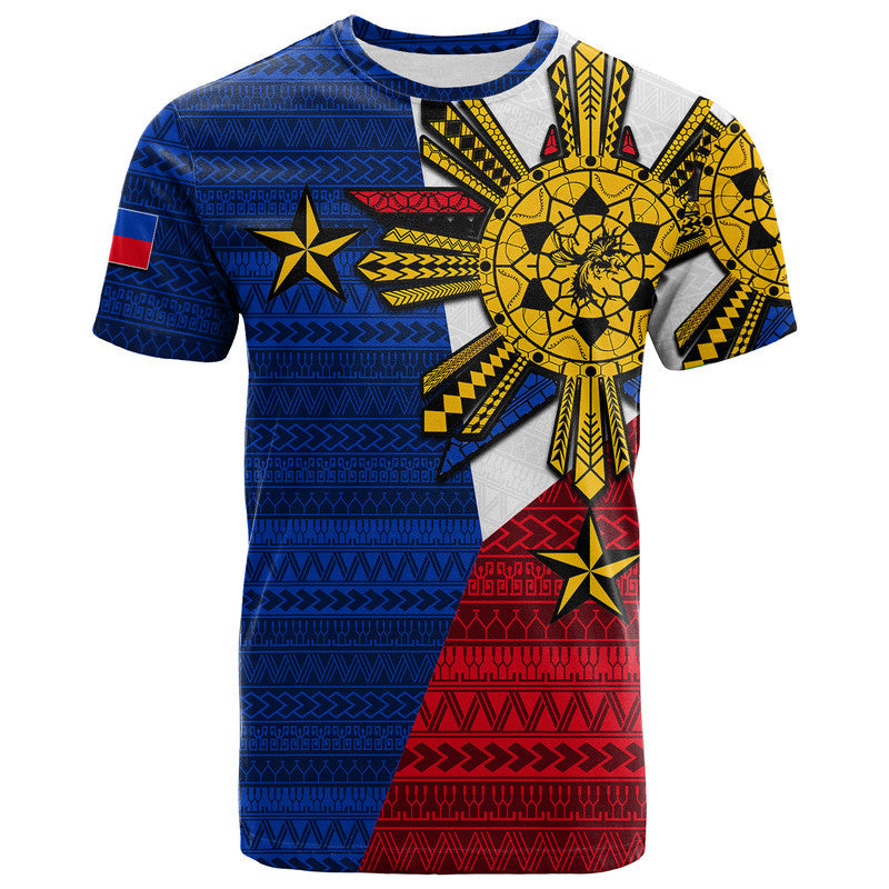 Filipino T Shirt Tribal Flag Style Filippines Flag Printed Shirt