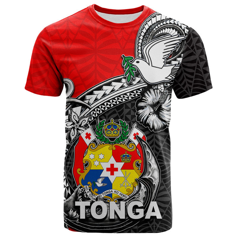 Tonga Hook Tattoo T Shirt Black Red Tonga Coat Of Arms Shirt