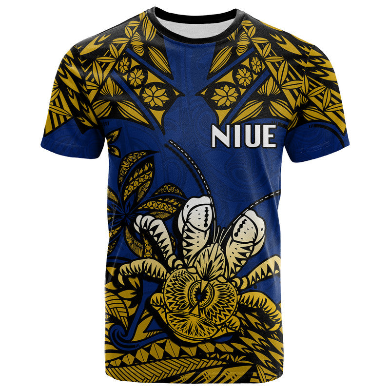 (Custom Personalised) Niue Uga T Shirt Tribal Patterns Blue Style