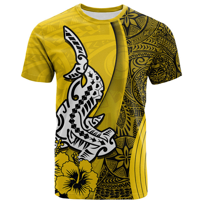 Hawaiian Shark Polynesian T Shirt Vibe Yellow Style