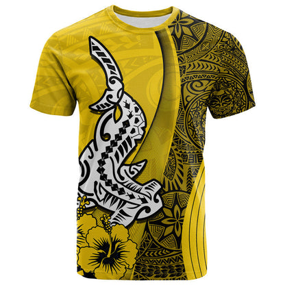 Hawaiian Shark Polynesian T Shirt Vibe Yellow Style