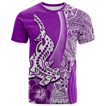 Hawaiian Shark Polynesian T Shirt Vibe Purple Style