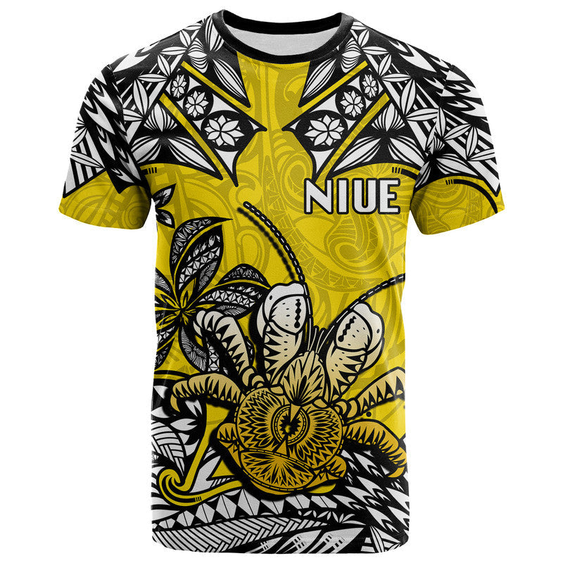 Custom Personalised Niue Uga T Shirt Tribal Patterns Yellow Style