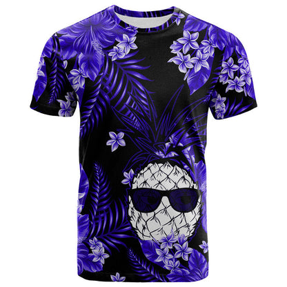 Hawaii Summer Colorful Pineapple T Shirt Dark Blue