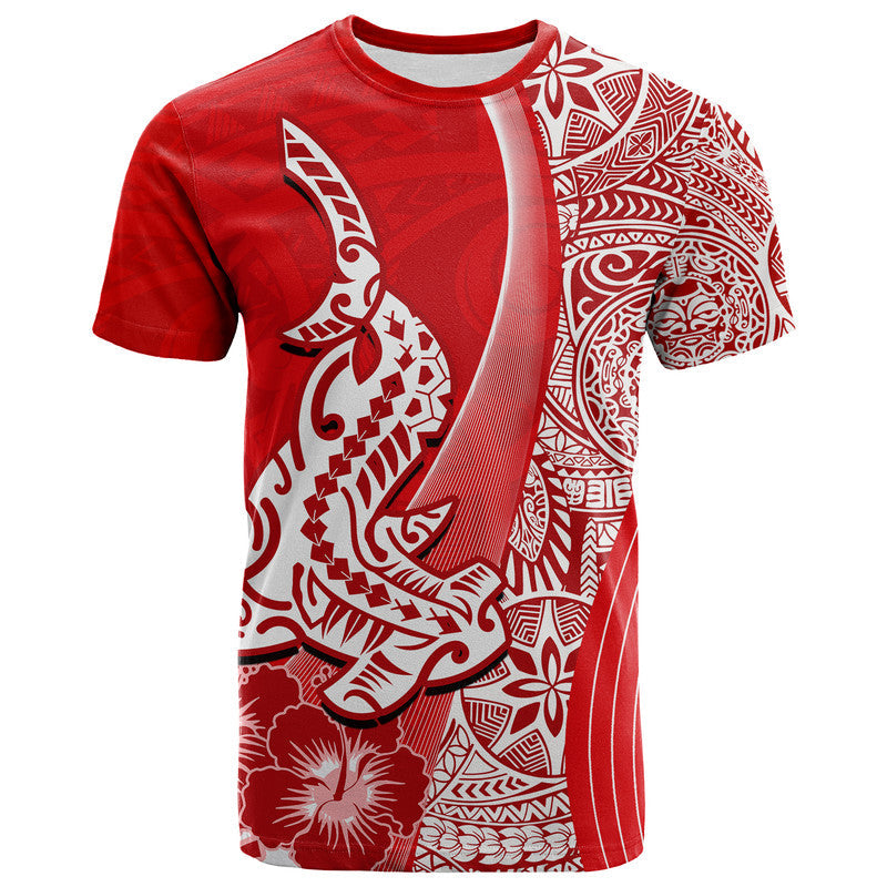 Hawaiian Shark Polynesian T Shirt Vibe Red Style