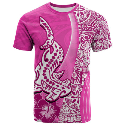 Hawaiian Shark Polynesian T Shirt Vibe Pink Style