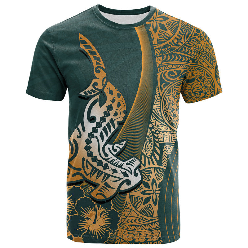 Hawaiian Shark Polynesian T Shirt Vibe Green Style