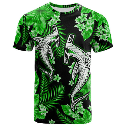 Hawaii Summer Colorful Shark T Shirt Green
