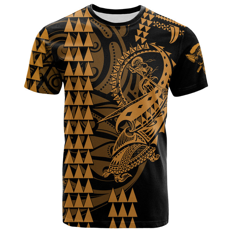 Hawaii Polynesian Warrior Kakau T Shirt - Gold